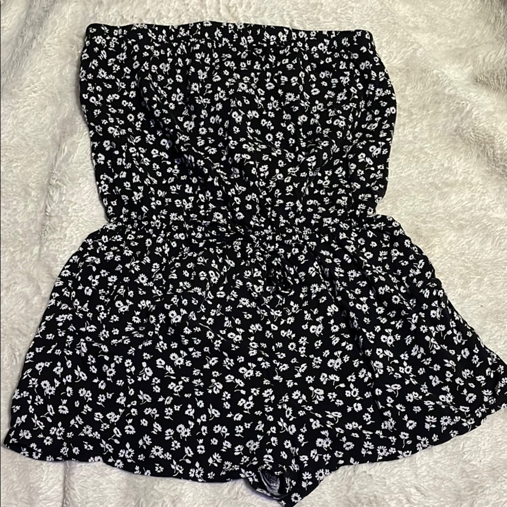 F21 Black Floral Romper